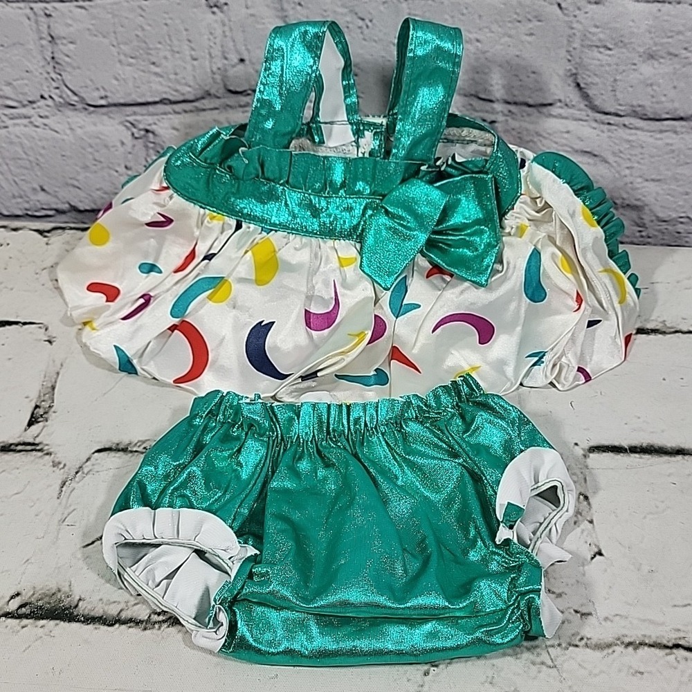 Doll Clothes Outfit Lot 2Pc Swimsuit Green Metallic Moon Print